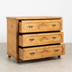 19th Century Romanian Large Pine Chest of Three Drawers