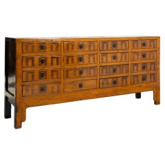 19th Century Chinese Lacquered Apothecary Console with Sixteen Drawers
