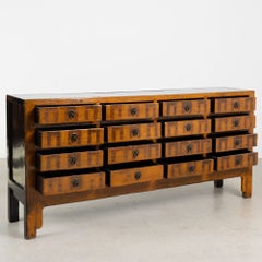 19th Century Chinese Lacquered Apothecary Console with Sixteen Drawers