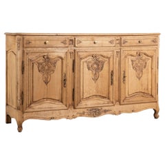 19th Century Large French Carved Bleached Oak Sideboard Buffet