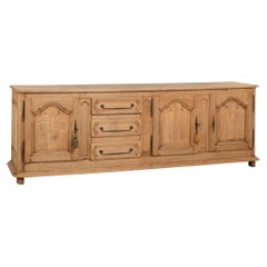19th Century French Bleached Oak Long Sideboard Buffet