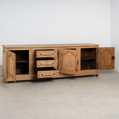 19th Century French Bleached Oak Long Sideboard Buffet