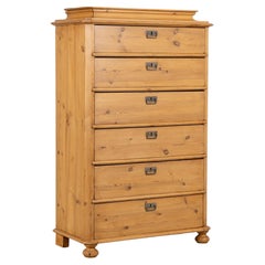 19th Century Danish Pine Tall Chest of Six Drawers Highboy