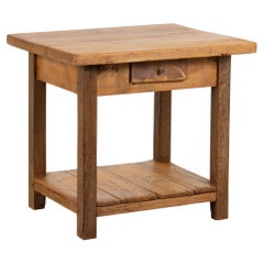 Late 19th Century Hungarian Rustic Pine Side Table with Lower Shelf