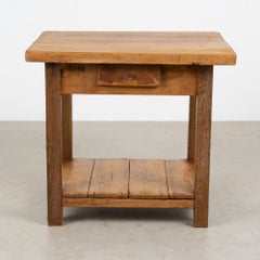 Late 19th Century Hungarian Rustic Pine Side Table with Lower Shelf