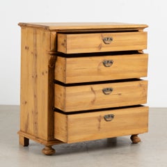 19th Century Danish Waxed Pine Chest of Four Drawers