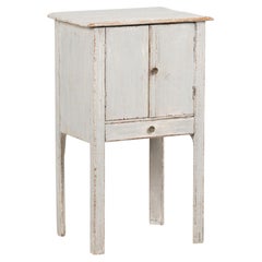 19th Century Small Swedish Original Gray Painted Pine Cabinet Nightstand