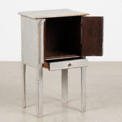19th Century Small Swedish Original Gray Painted Pine Cabinet Nightstand