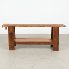 Late 19th Century Portuguese Rustic Carpenter's Workbench Console Table