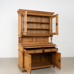19th Century Hungarian Pine Breakfront Cupboard Display Cabinet