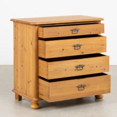 Early 20th Century Danish Waxed Pine Chest of Four Drawers
