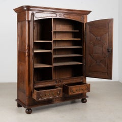 Late 18th Century French Carved Oak Two-Door Armoire