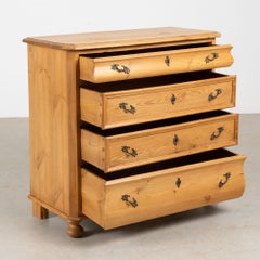 19th Century Danish Waxed Pine Chest of Four Drawers