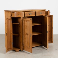 19th Century Swedish Pine Sideboard with Curved Sides