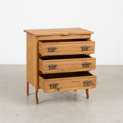 20th Century Danish Small Pine Chest of Three Drawers Nightstand