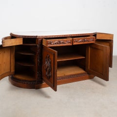 19th Century Swedish Carved Oak Sideboard Buffet with Marble Top