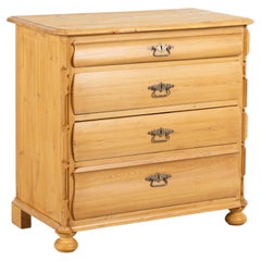 19th Century Danish Pine Chest of Four Curved Drawers