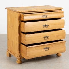 19th Century Danish Pine Chest of Four Curved Drawers