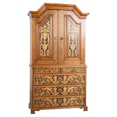 Early 19th Century Danish Oak Inlaid Five Drawer Cabinet with Angels