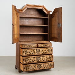 Early 19th Century Danish Oak Inlaid Five Drawer Cabinet with Angels