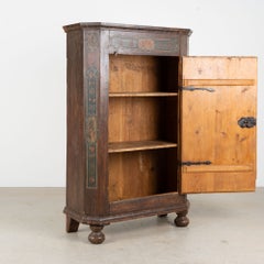 1833 Original Hand-Painted Pine One-Door Armoire