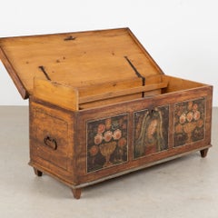 1836 Austrian Hand-Painted Folk Art Trunk with Madonna