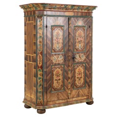 Armoire hongroise originale de 1803, en pin, peinte à la main, à deux portes