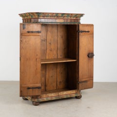Armoire hongroise originale de 1803, en pin, peinte à la main, à deux portes
