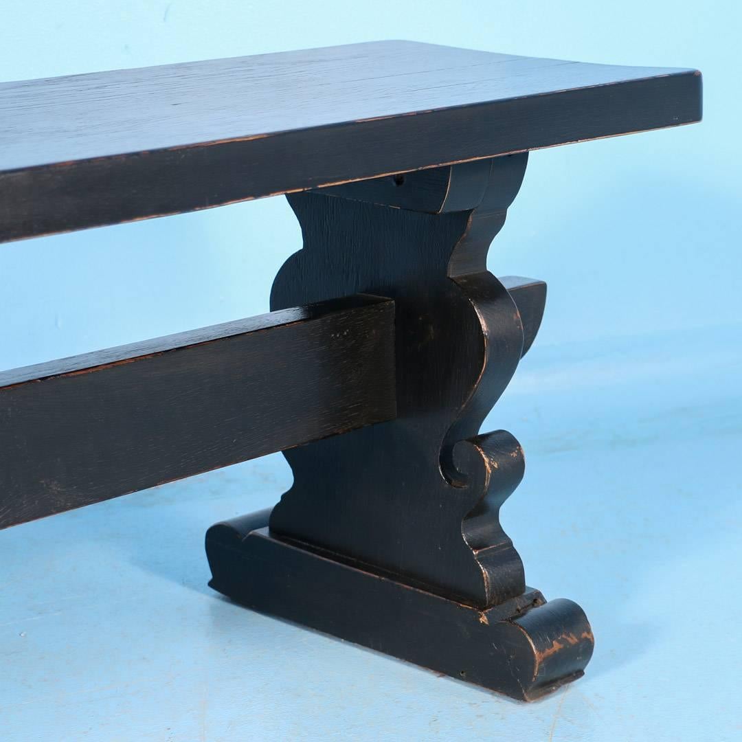 Antique Danish Oak Bench Painted Black, circa 1900 6