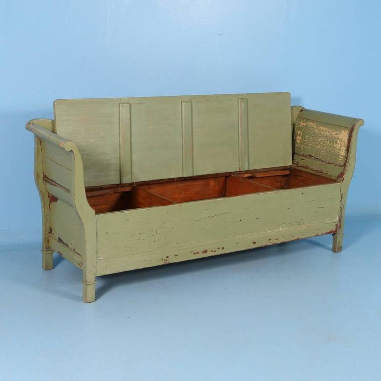 Antique Swedish Green Painted Storage Bench Circa 1860 At 1stdibs