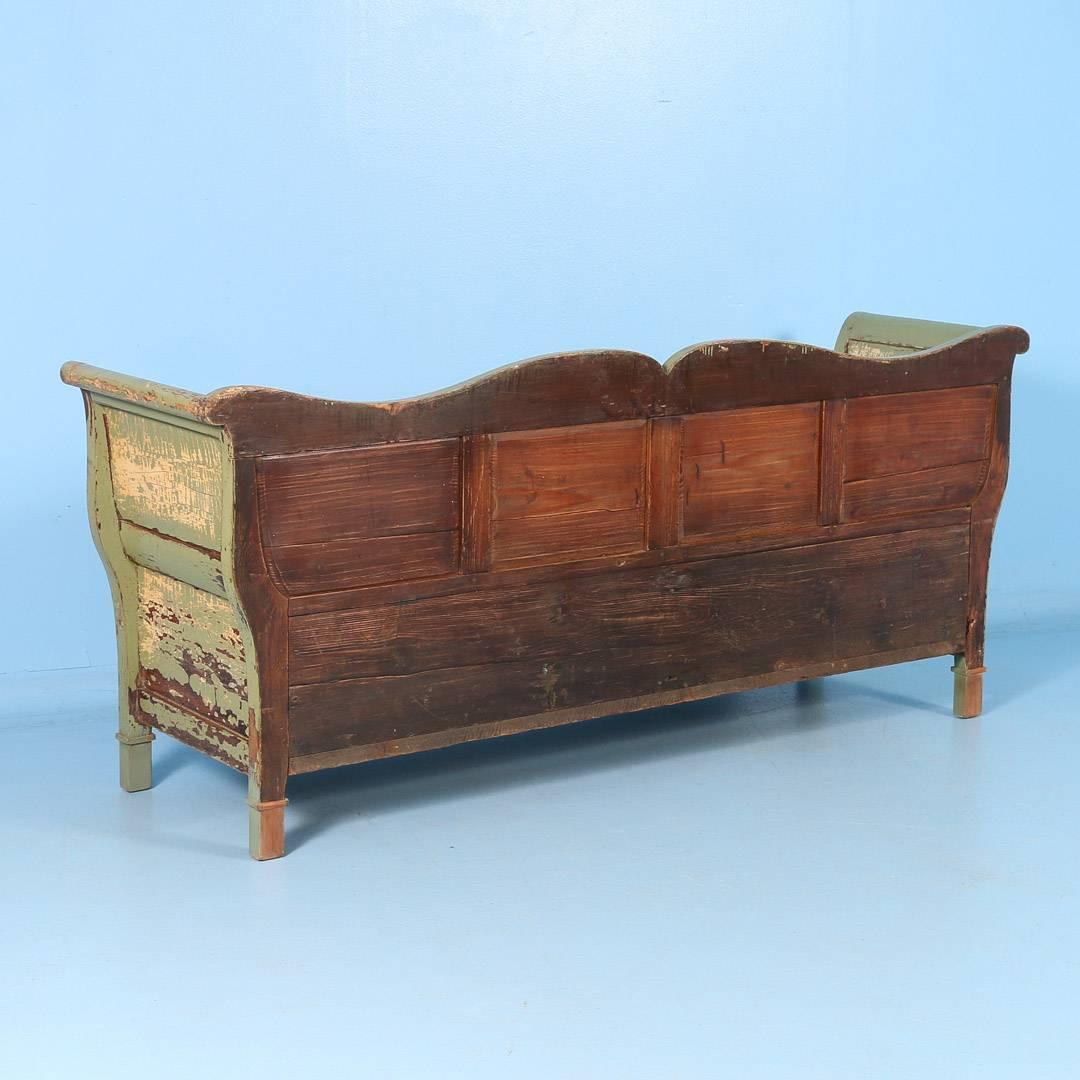 Antique Swedish Green Painted Storage Bench, circa 1860 In Good Condition In Round Top, TX