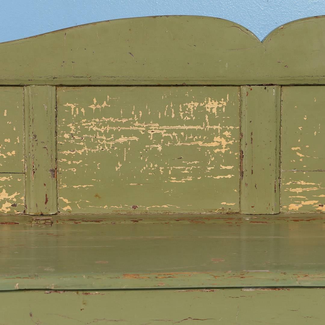 Antique Swedish Green Painted Storage Bench, circa 1860 3