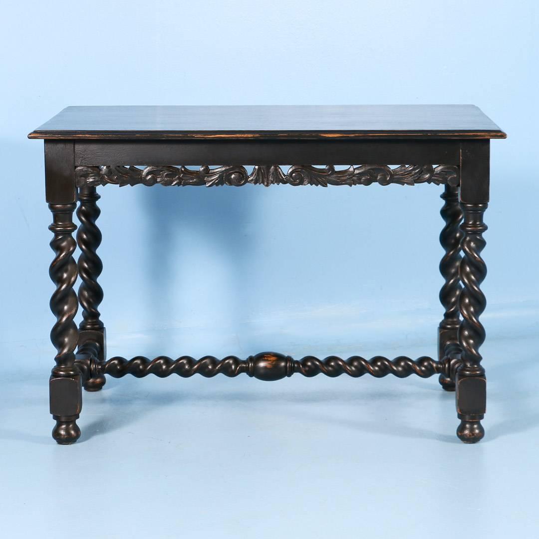  Danish Renaissance Revival Writing Table with Black Paint, circa 1890 In Good Condition In Round Top, TX