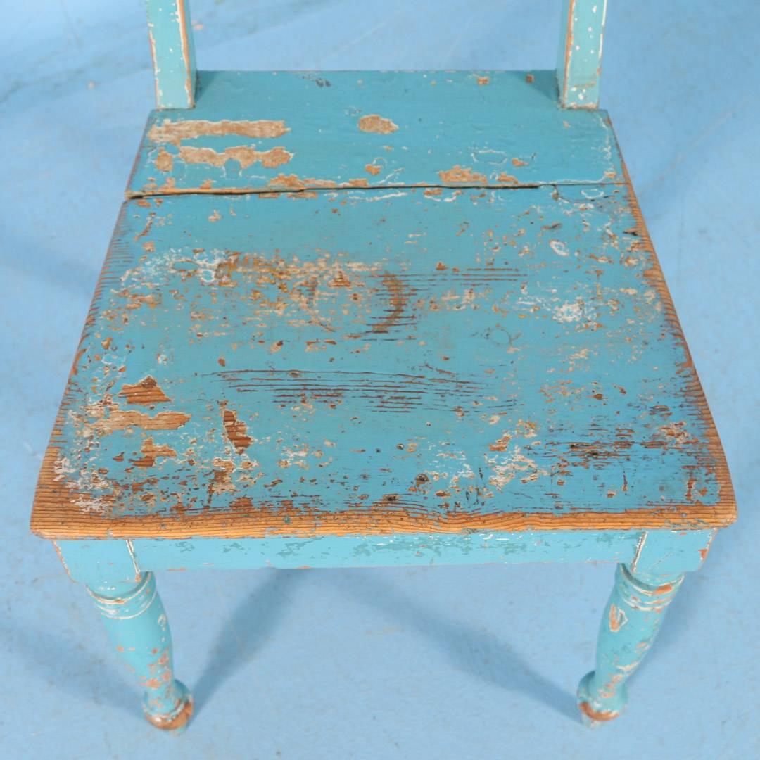 Pair of Antique Original Blue Painted Side Chairs from Sweden, circa 1860 1