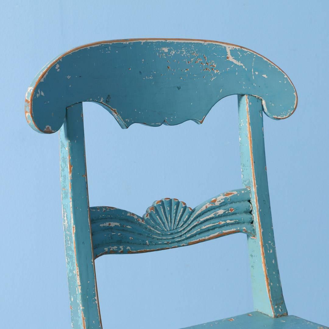 Pair of Antique Original Blue Painted Side Chairs from Sweden, circa 1860 5