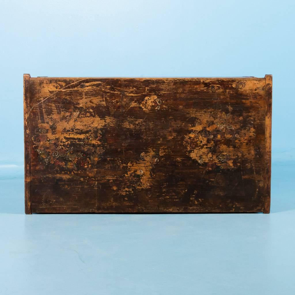 Antique Hungarian Trunk with Original Brown, Red and Yellow Paint, circa 1840 3