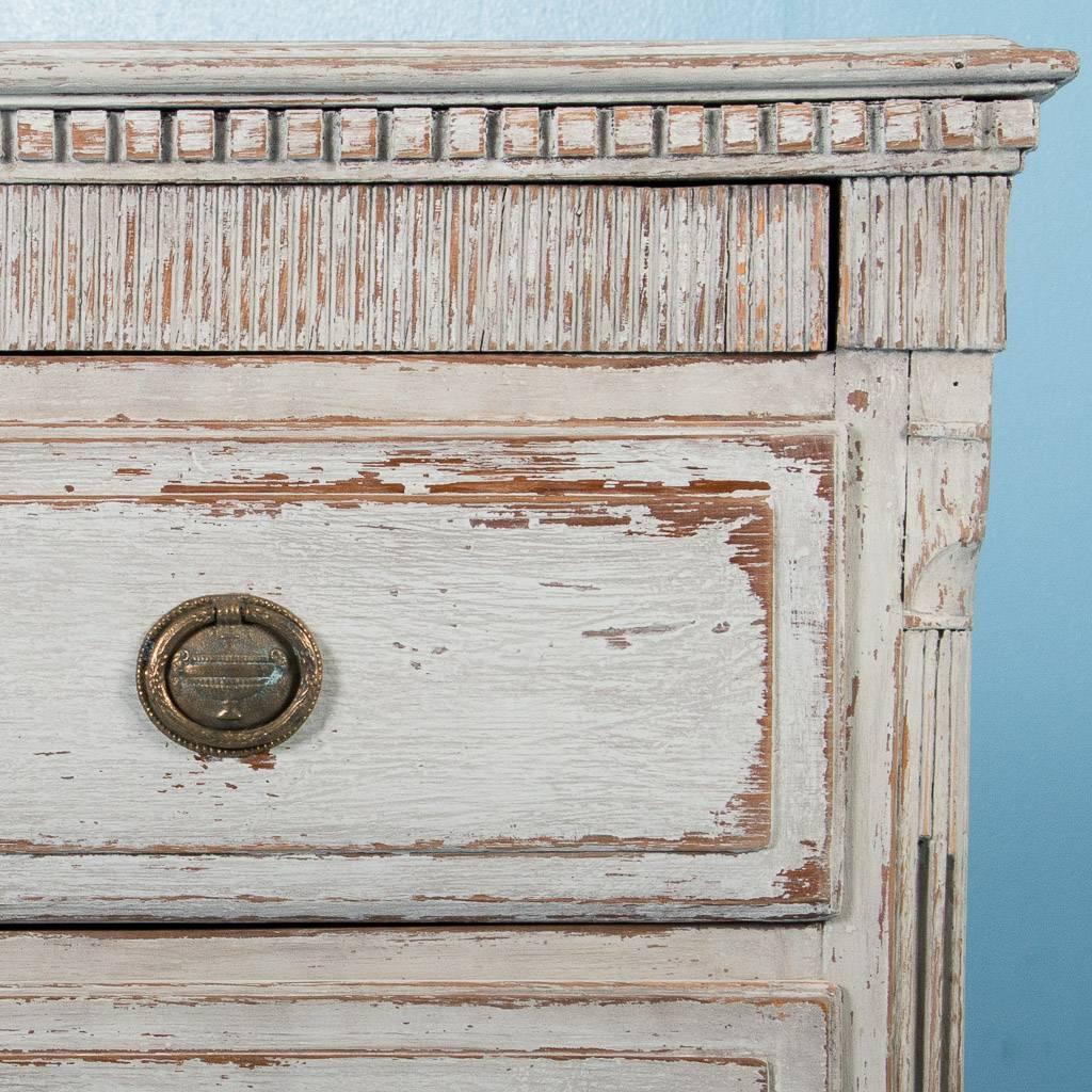 Antique 19th Century Swedish Gustavian Chest of Drawers with Gray Paint 6