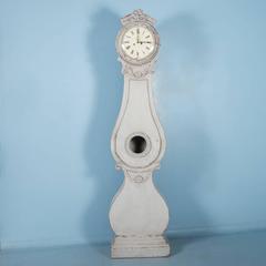 Antique 19th Century Gray Painted Swedish Mora Grandfather Clock