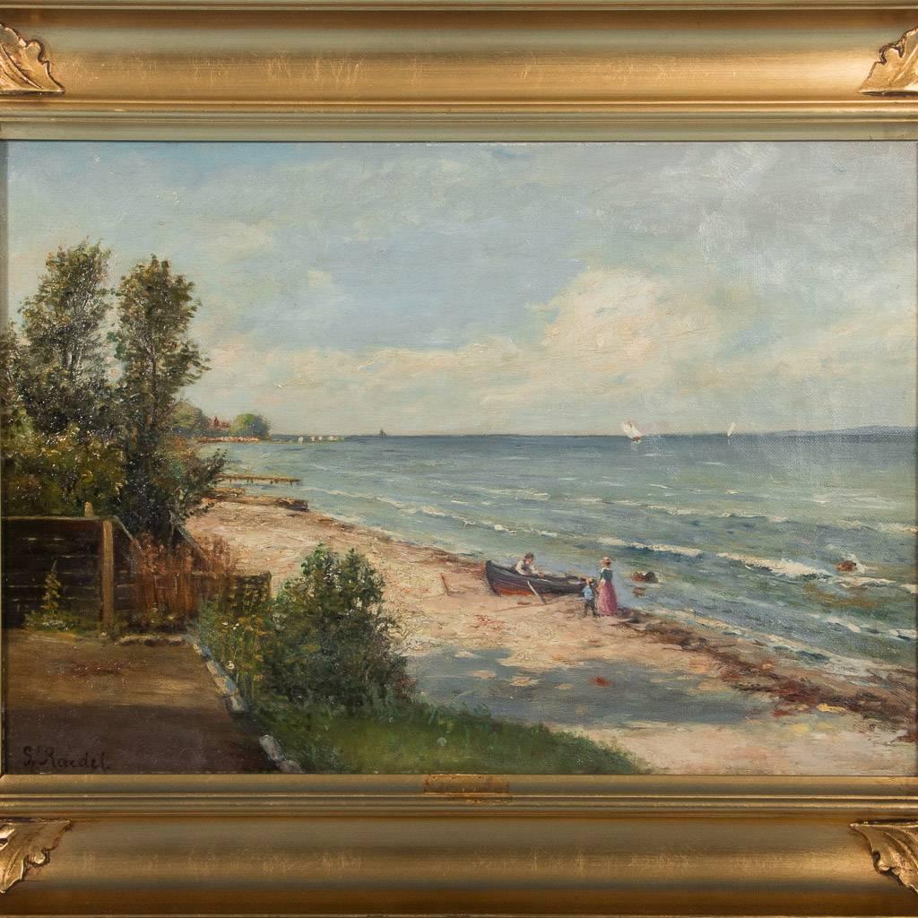 Original 19th Century Antique Danish Seascape Oil Painting, Signed G Raedel In Good Condition In Round Top, TX