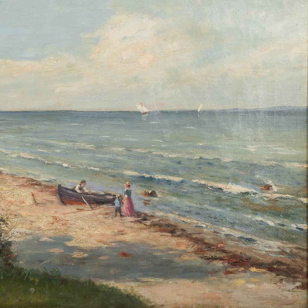 Original 19th Century Antique Danish Seascape Oil Painting, Signed G Raedel 2
