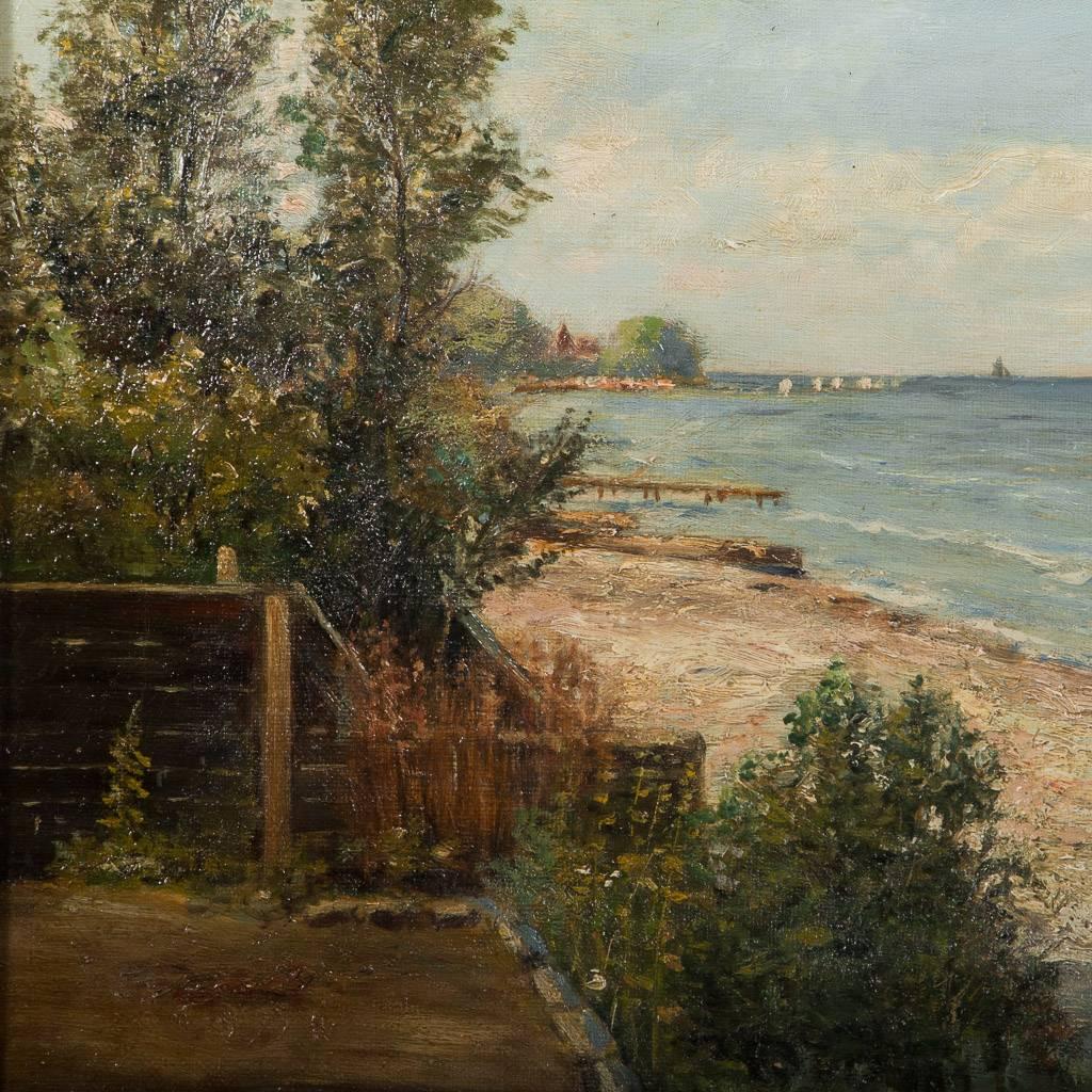 Original 19th Century Antique Danish Seascape Oil Painting, Signed G Raedel 3
