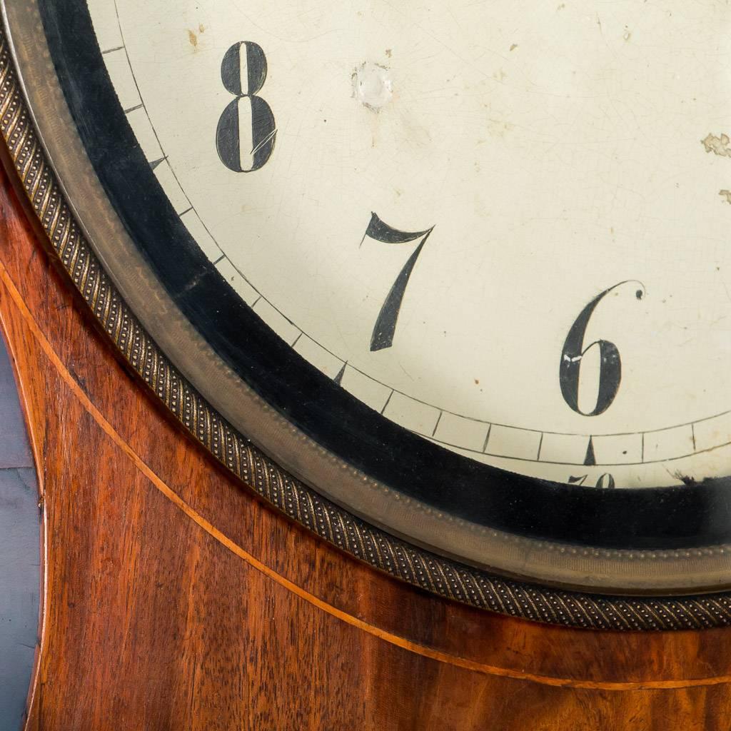 20th Century 19th Century Antique German Biedermeier Grandfather Clock in Flame Mahogany