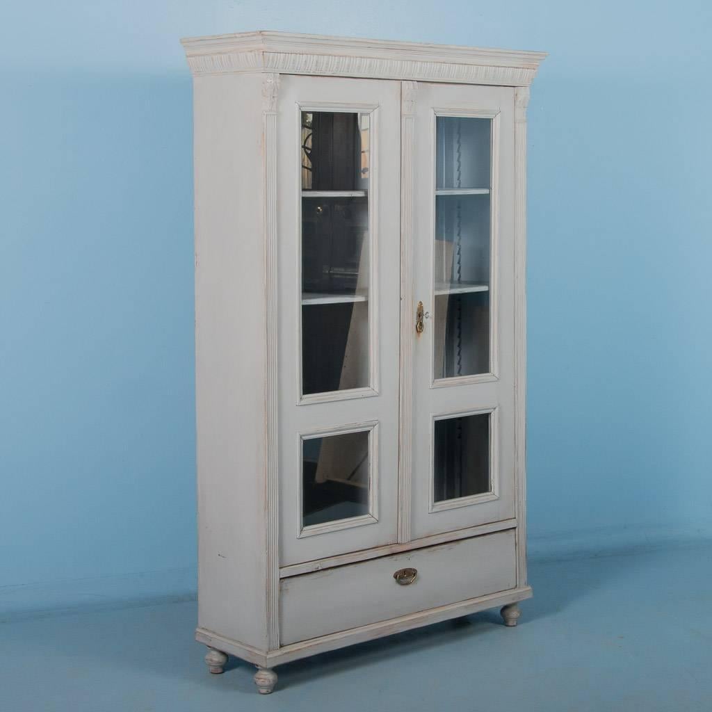 Pair of Antique 19th Century Swedish Bookcases Painted Gray 1