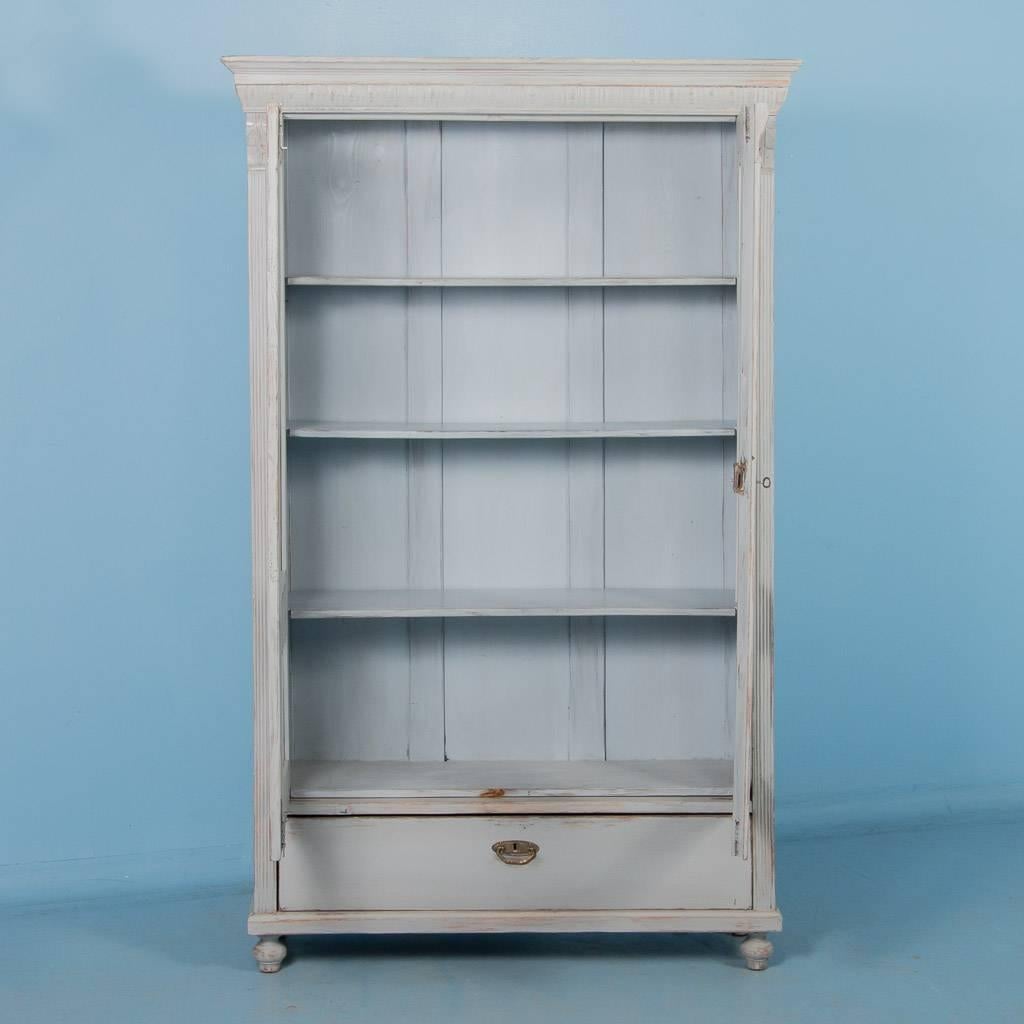 Pair of Antique 19th Century Swedish Bookcases Painted Gray 3