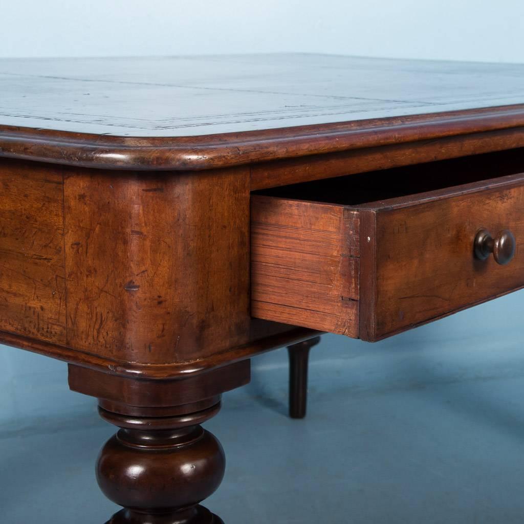 Antique 19th Century English Mahogany Desk with Leather Top 5