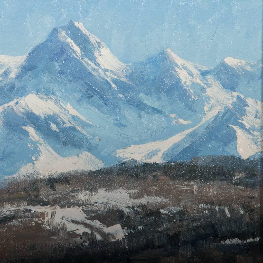 Matt Smith Original Oil on Linen Painting of the Colorado Mountains In Good Condition In Round Top, TX