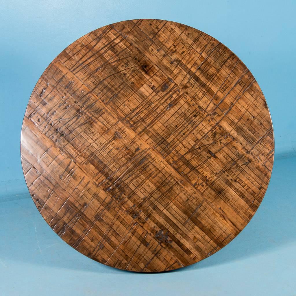 48″ Round Maple Dining Table Made from Reclaimed Box Car Flooring 1