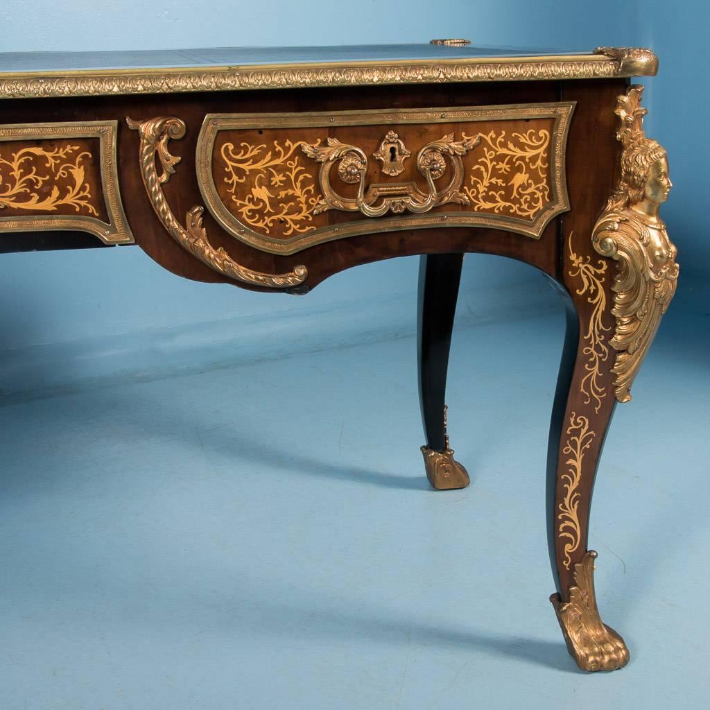 19th Century Antique French Bureau Plat Writing Desk, Louis XV Style