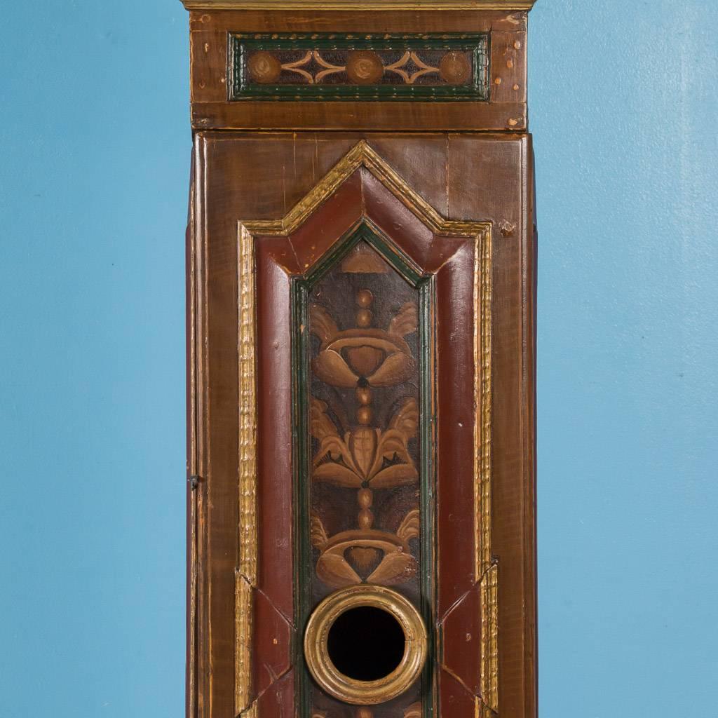Antique 19th Century Danish Grandfather Clock with Original Paint 4