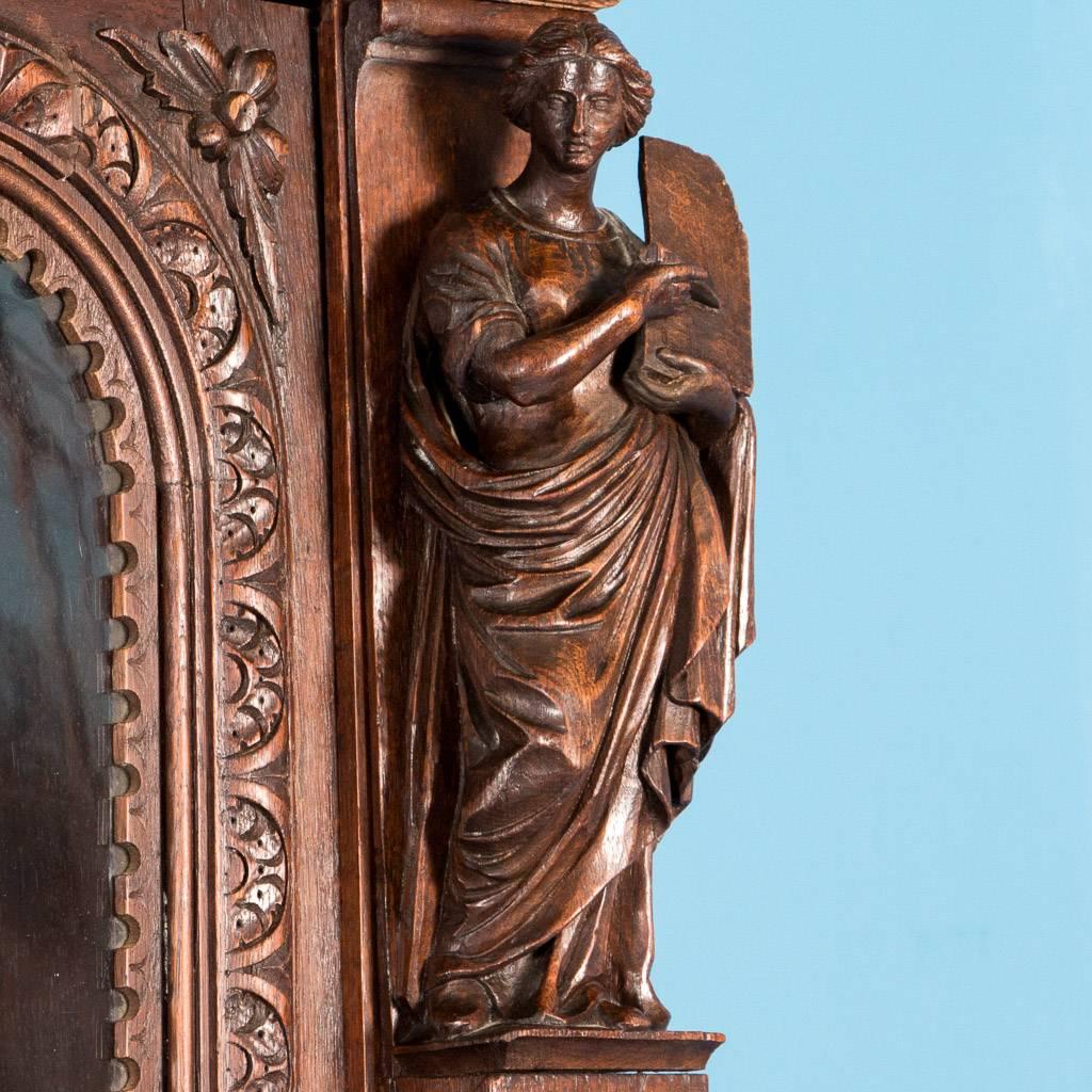 Antique 19th Century Carved American Renaissance Revival Oak Bookcase 2